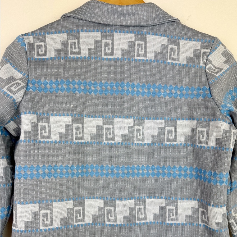 Vintage 70's Patterned Polyester Knit Blouse - image 7